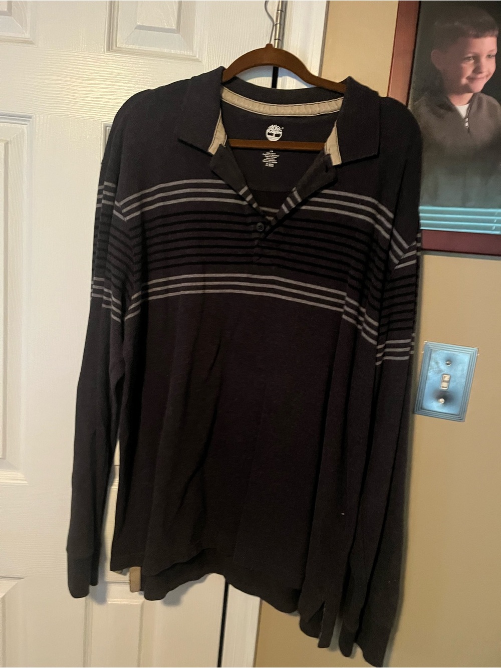 Timberland Men's Long Sleeve Black Striped cotton sweater xl tall